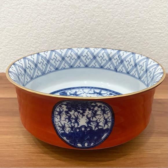 Vintage Shibata Toki Japan Hand Painted Porcelain Vibrant Orange & Blue 8” Bowl - Picture 1 of 14